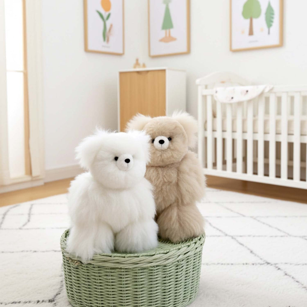 Alpaca stuffed bear, 10-inch small, warm natural tones, Shupaca