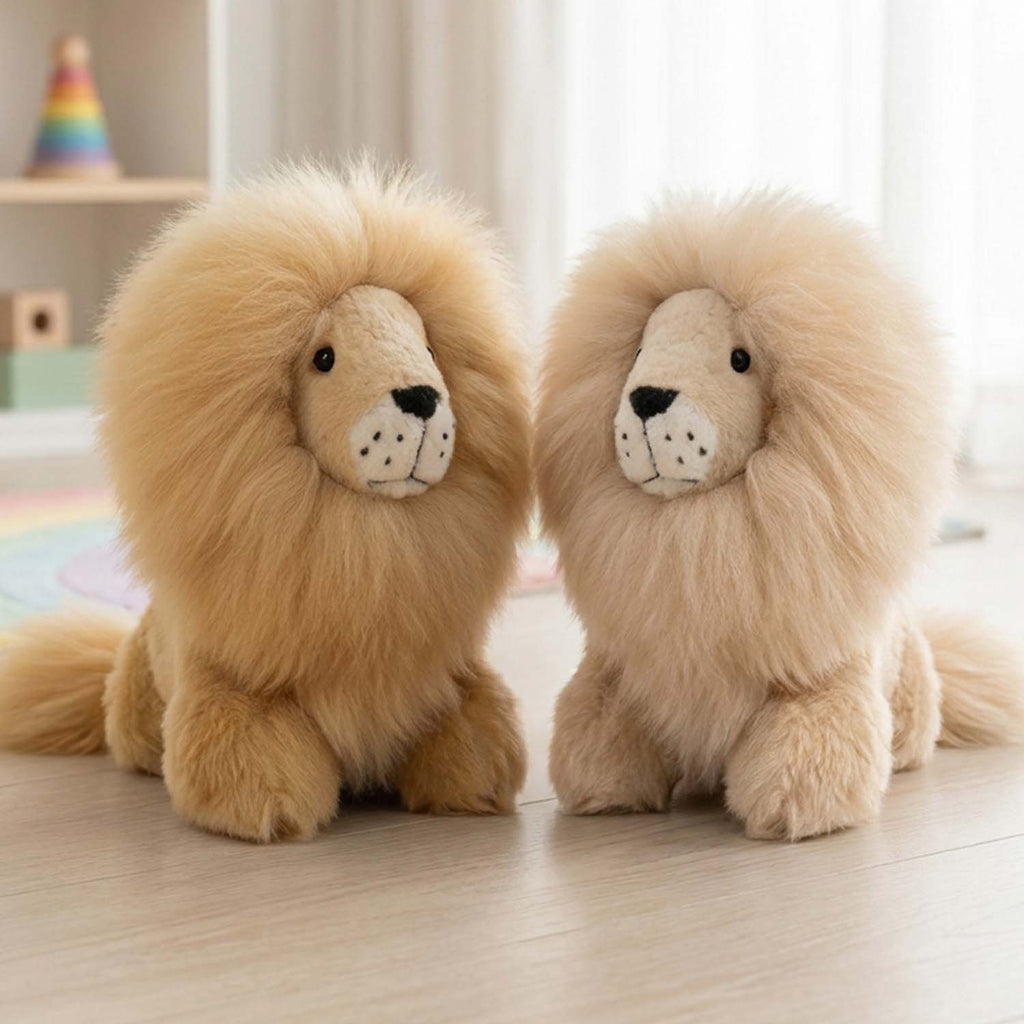 Alpaca stuffed lion, 12-inch medium, with large fluffy mane, Shupaca