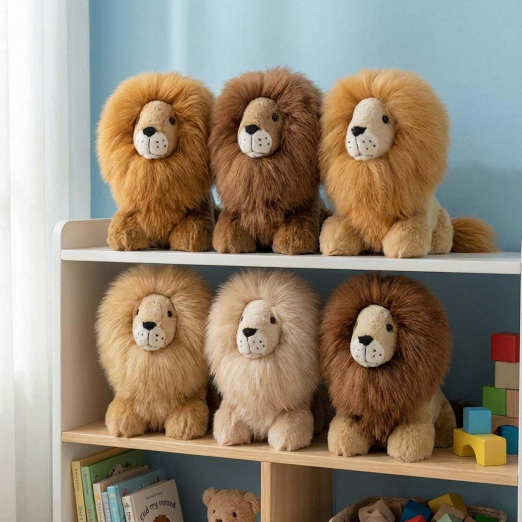 Alpaca stuffed lion, 12-inch medium, with large fluffy mane, Shupaca
