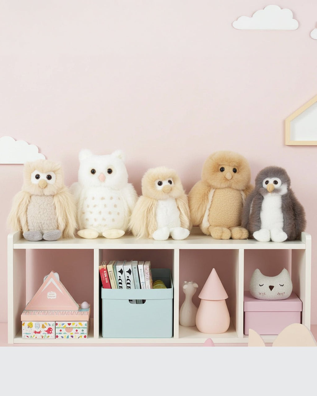 Alpaca stuffed owl, 10-inch, natural shades, Shupaca