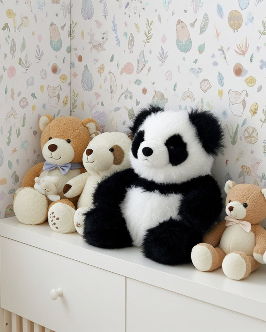 Alpaca stuffed panda, 9-inch, black and white hand-trimmed, Shupaca