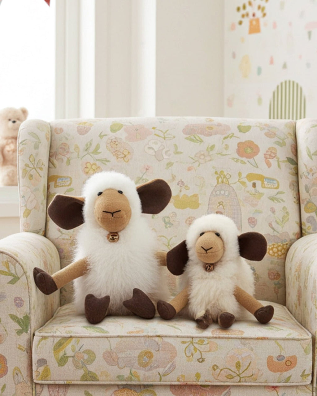 Alpaca stuffed sheep, 14-inch, cream with caramel tones, Shupaca