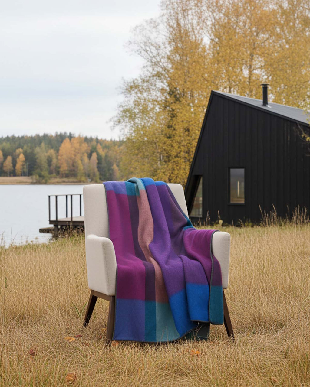 Plum alpaca throw blanket in Grapevine with berry and teal accents, Shupaca