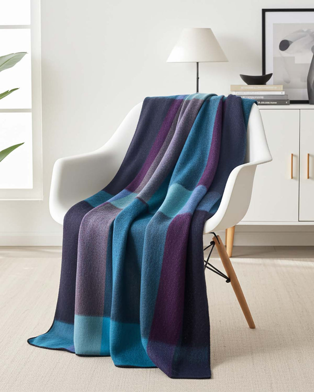 Sky Blue alpaca throw blanket in Nightfall with wine and charcoal, Shupaca