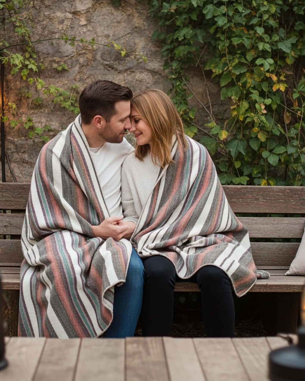 Oasis alpaca throw blanket with cream and chocolate brown blocks, Shupaca