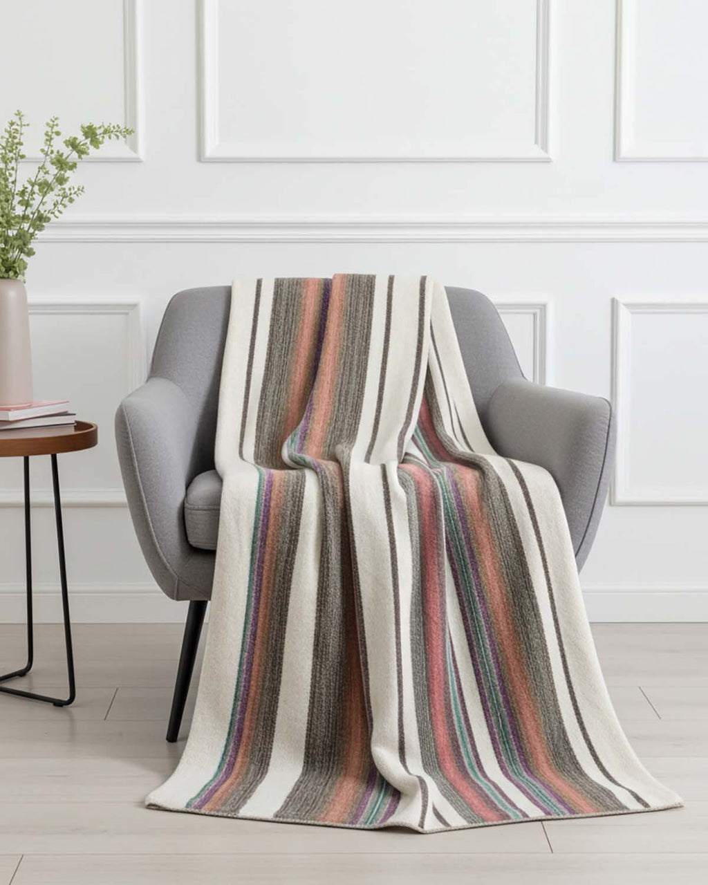 Oasis alpaca throw blanket with cream and chocolate brown blocks, Shupaca
