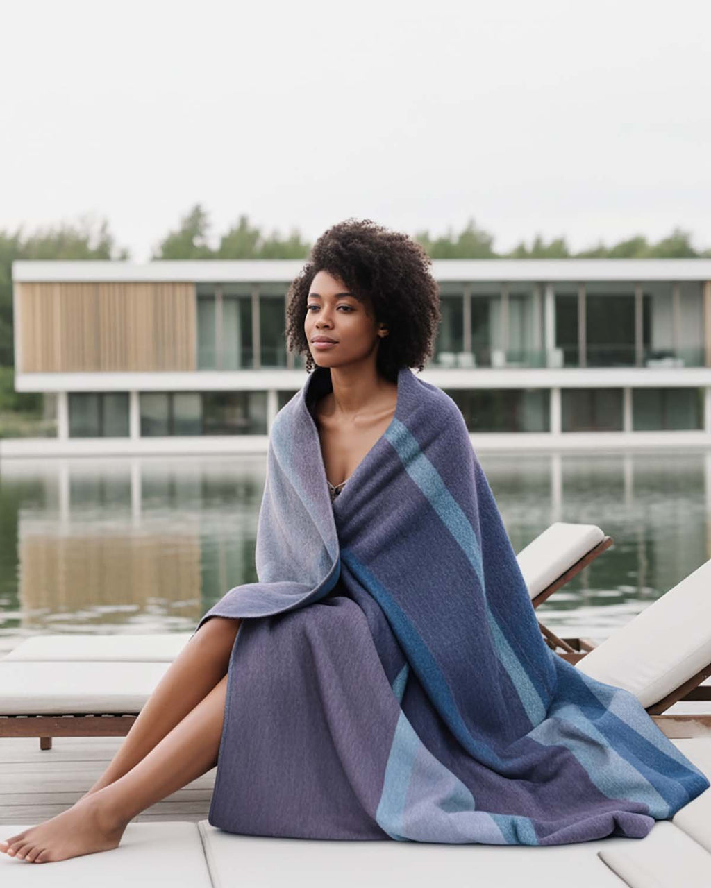 Plum alpaca throw blanket with mauve and cool indigo, Shupaca