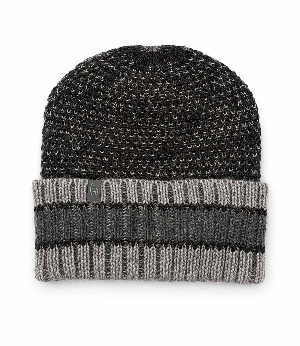 Baby Alpaca Striped Beanie - Hwo-Tone Knit Hat by Shupaca