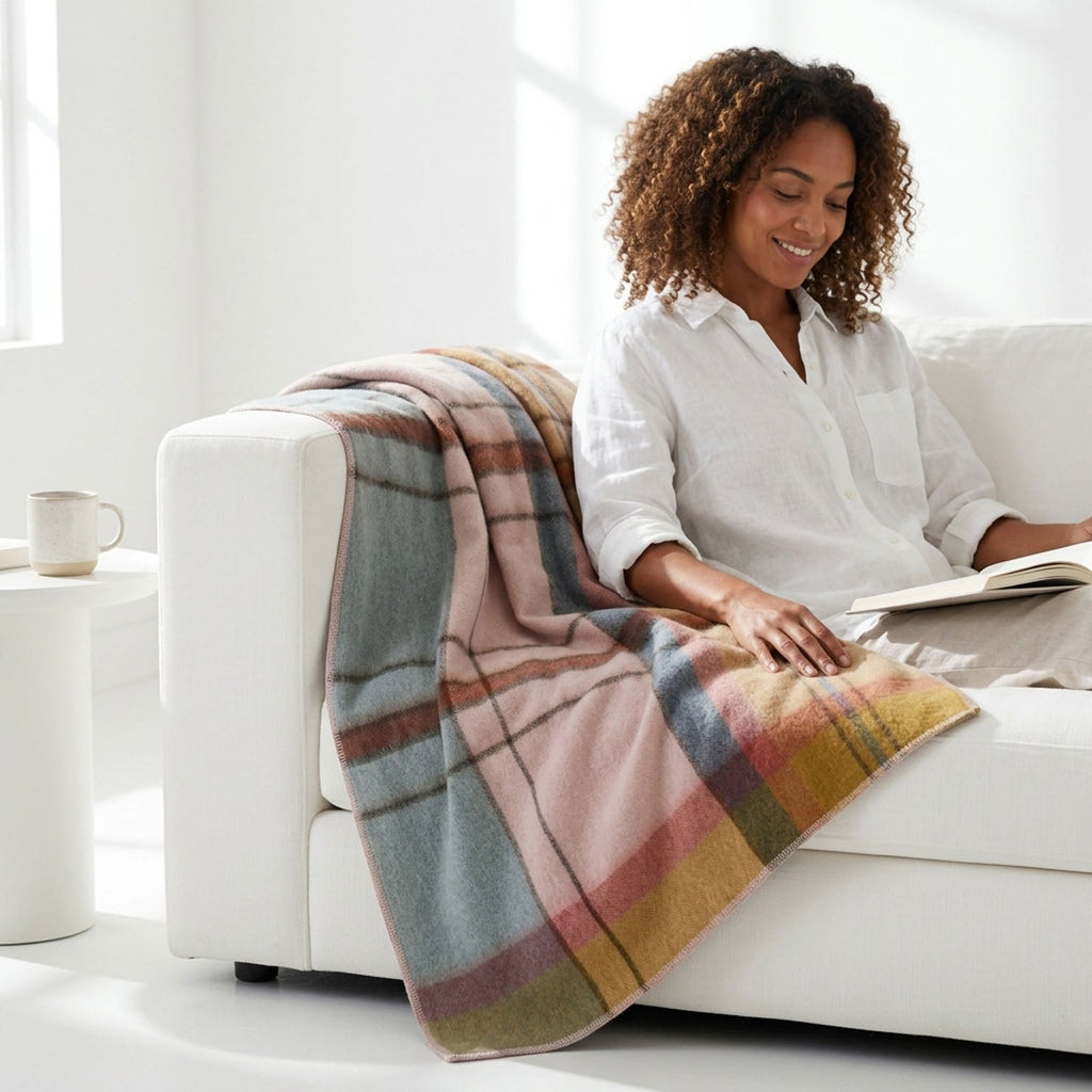 Blush Alpaca Throw Blanket - Reef by Shupaca