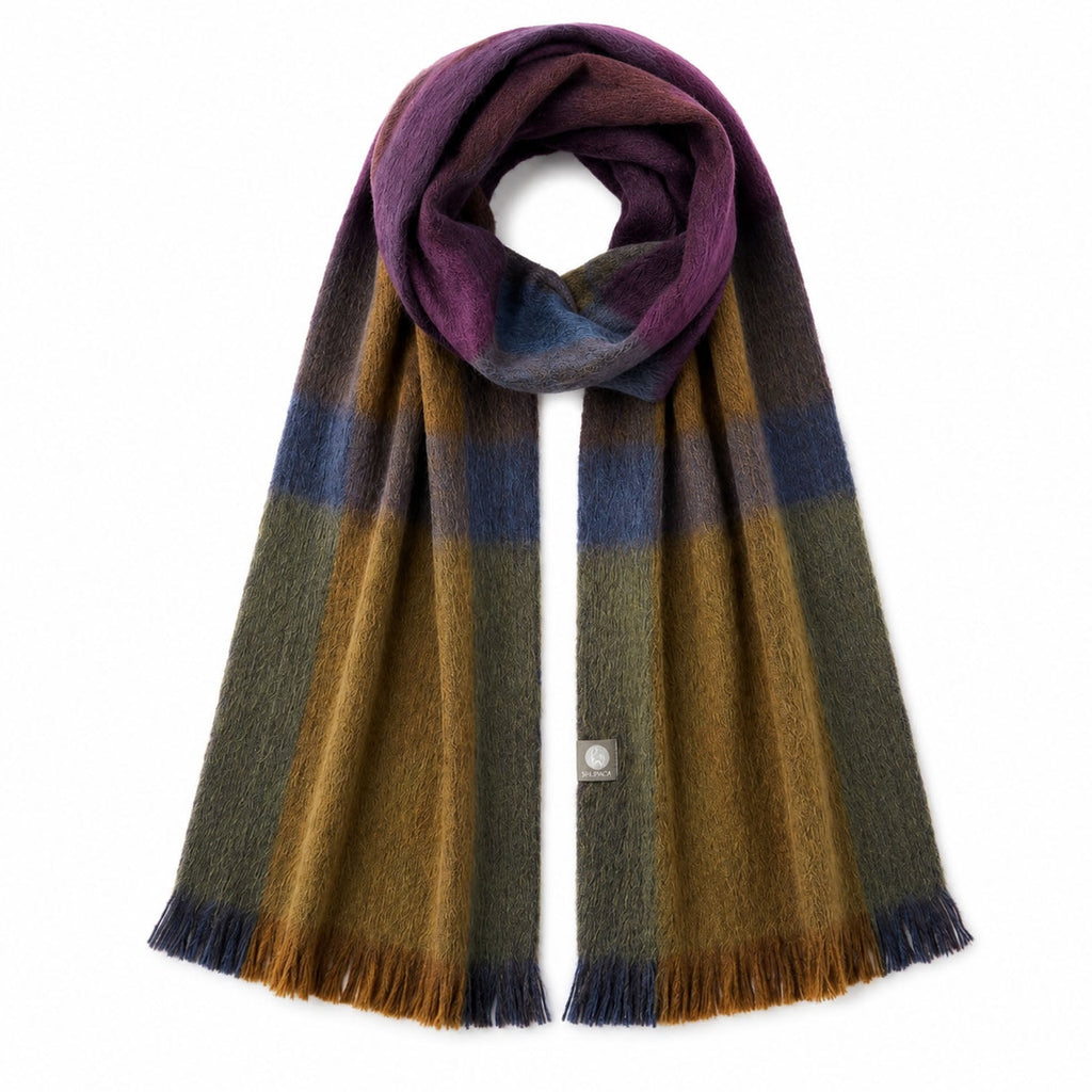 Brown Alpaca Plaid Scarf - Zephyr by Shupaca
