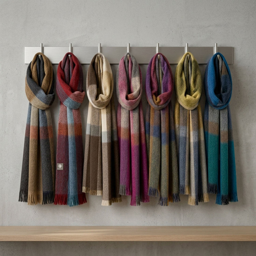 Brown Alpaca Plaid Scarf - Zephyr by Shupaca