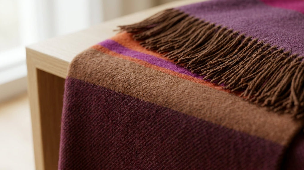 Burgundy 100% Baby Alpaca Throw Blanket - Raven by Shupaca