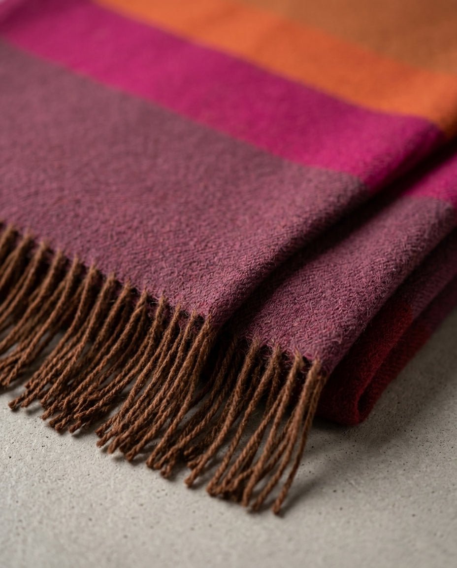 Burgundy 100% Baby Alpaca Throw Blanket - Raven by Shupaca
