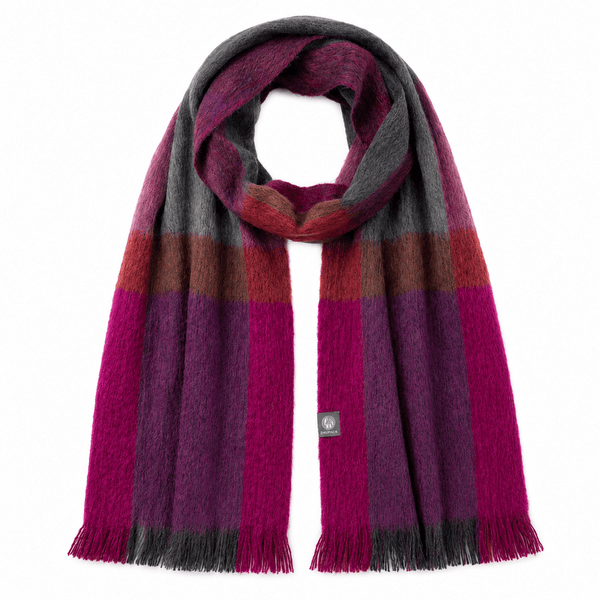 Burgundy Alpaca Plaid Scarf - Peony by Shupaca