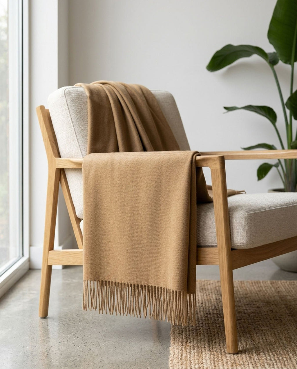 Camel 100% Baby Alpaca Throw Blanket - Honey by Shupaca