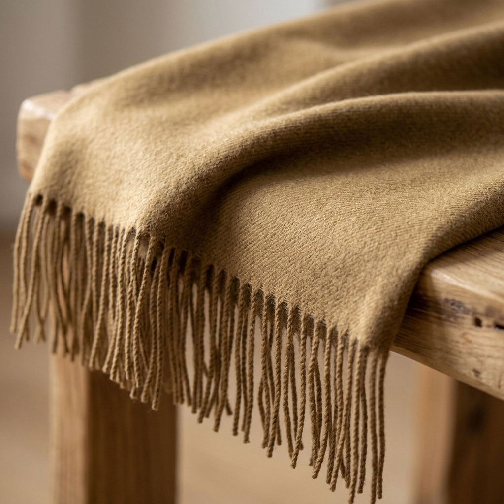 Camel 100% Baby Alpaca Throw Blanket - Honey by Shupaca
