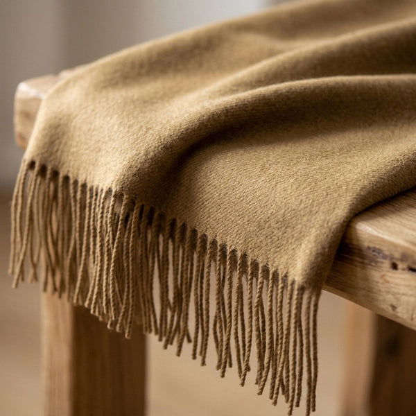 Camel 100% Baby Alpaca Throw Blanket - Honey by Shupaca