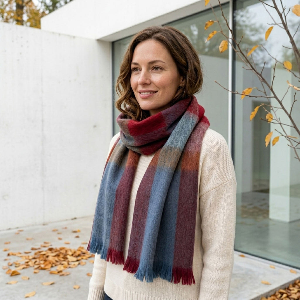 Caramel Apple Alpaca Plaid Scarf by Shupaca