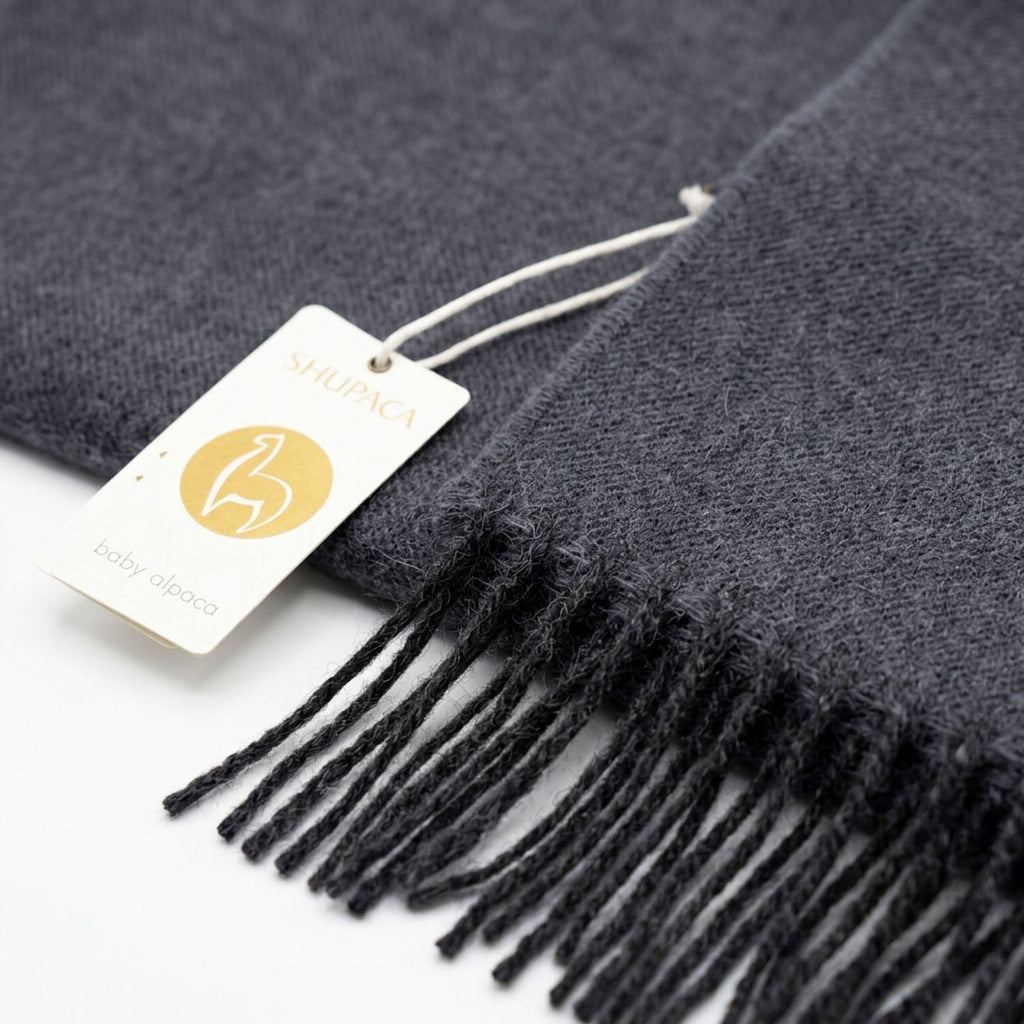 Charcoal 100% Baby Alpaca Scarf - Stargazer by Shupaca