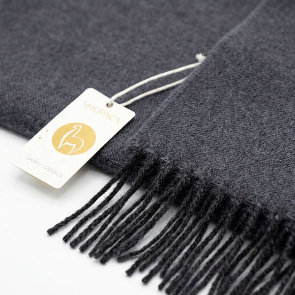Charcoal 100% Baby Alpaca Scarf - Stargazer by Shupaca