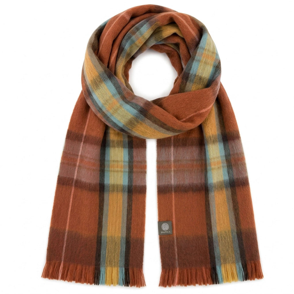 Copper Alpaca Tartan Scarf - Autumn by Shupaca