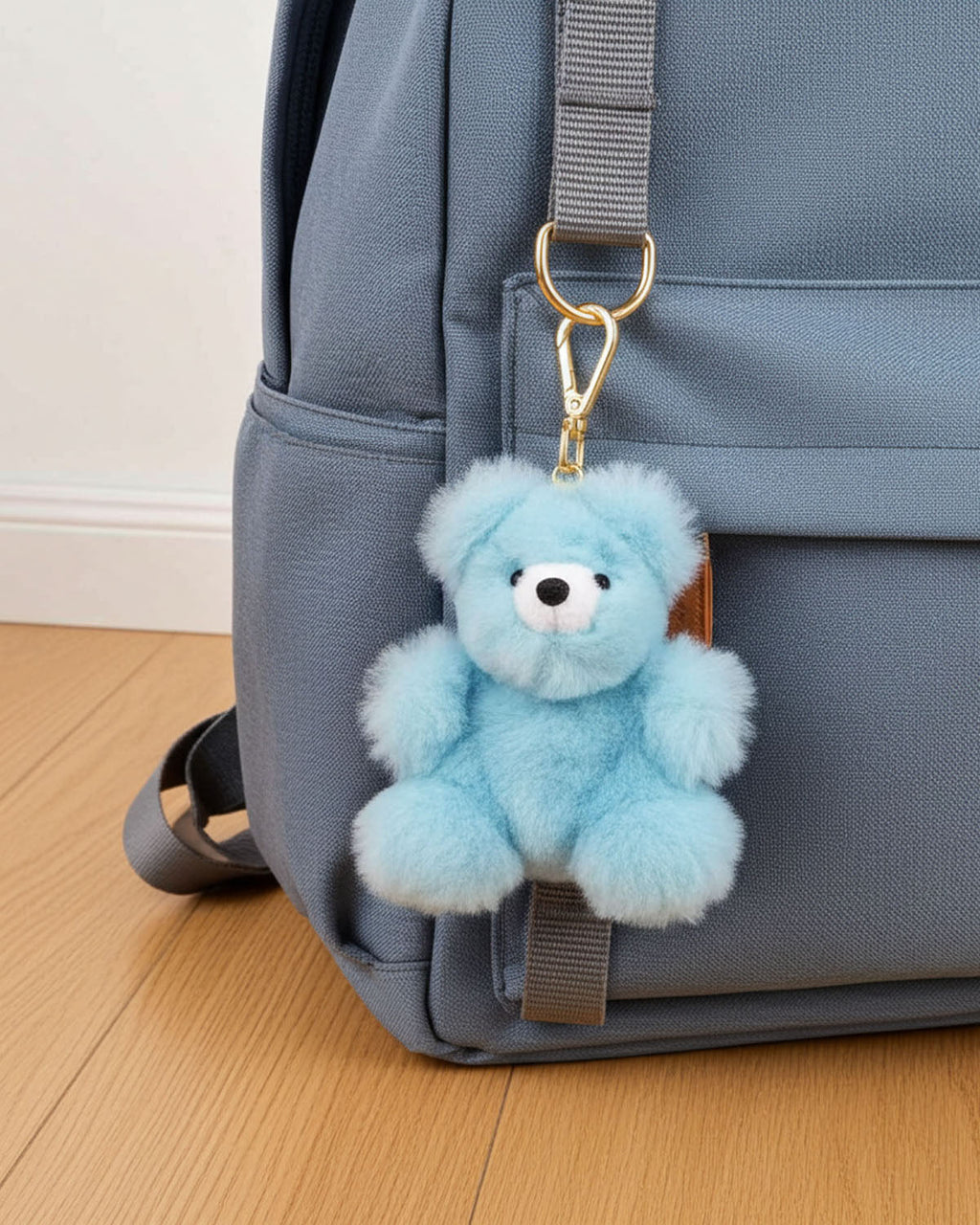 Fantasy alpaca keychain bear, 7-inch micro, multi-color with gold clasp, Shupaca