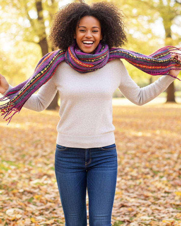 Fringe Alpaca Scarf - Boucle - Berry by Shupaca