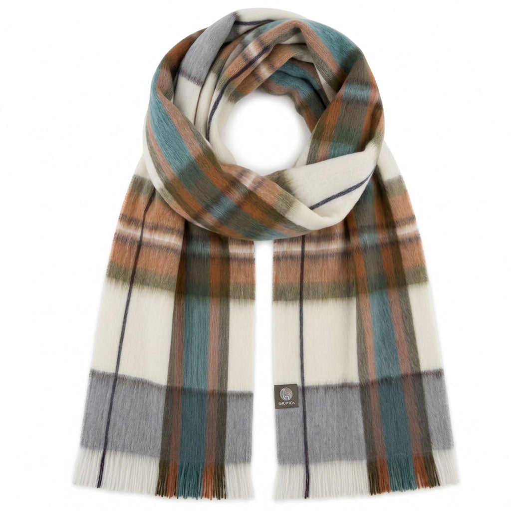 Grey Alpaca Tartan Scarf - Aspen by Shupaca