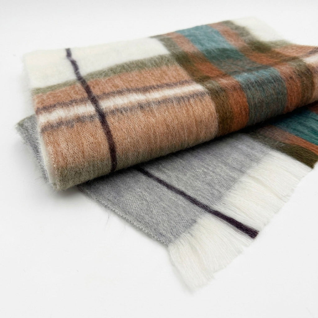 Grey Alpaca Tartan Scarf - Aspen by Shupaca