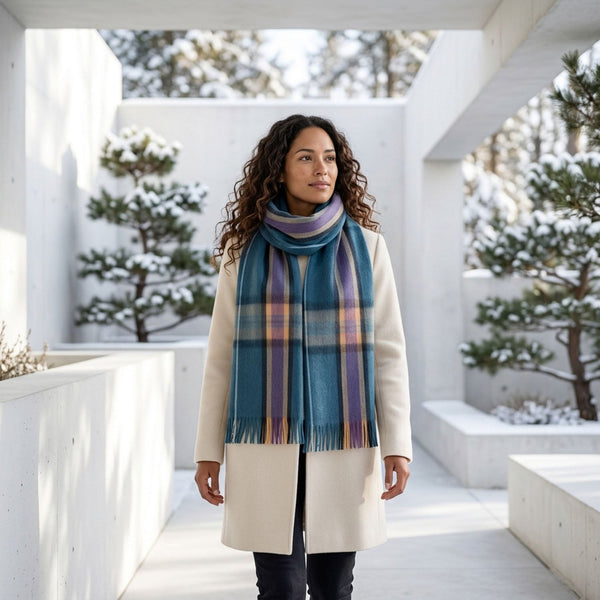 Jewel Alpaca Tartan Scarf - Abyss by Shupaca
