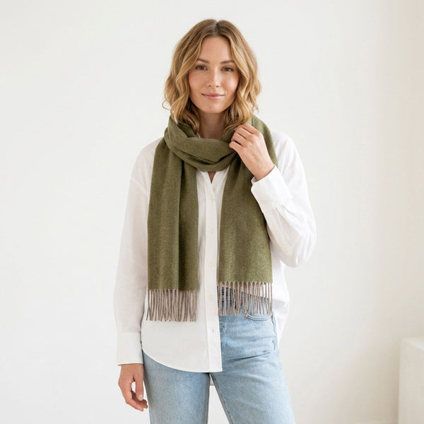Moss 100% Baby Alpaca Scarf - Olive by Shupaca