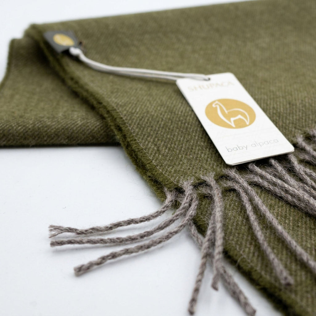 Moss 100% Baby Alpaca Scarf - Olive by Shupaca