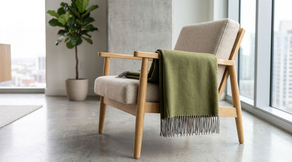 Moss 100% Baby Alpaca Throw Blanket - Olive by Shupaca
