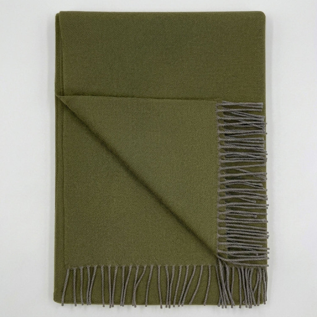 Moss 100% Baby Alpaca Throw Blanket - Olive by Shupaca