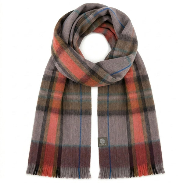 Mulberry Alpaca Tartan Scarf - Rosewood by Shupaca