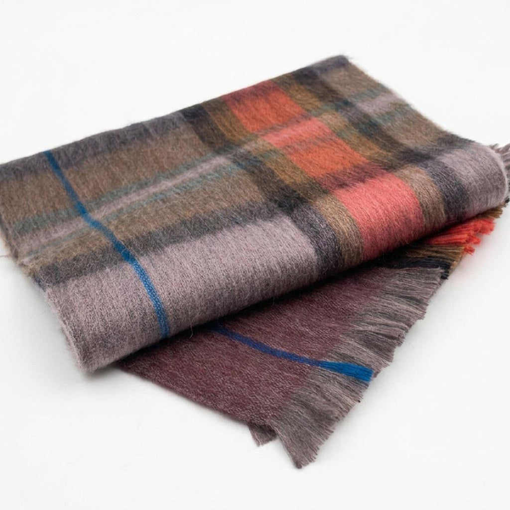 Mulberry Alpaca Tartan Scarf - Rosewood by Shupaca