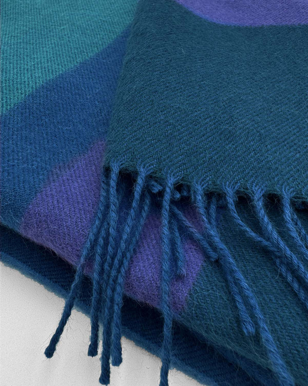 Blue 100% baby alpaca scarf in Adriatic gradient, Shupaca