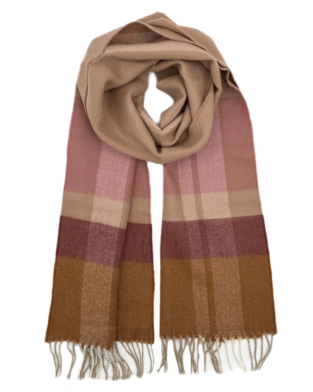 Mocha Mousse 100% baby alpaca scarf with rosewood and caramel ombré, Shupaca