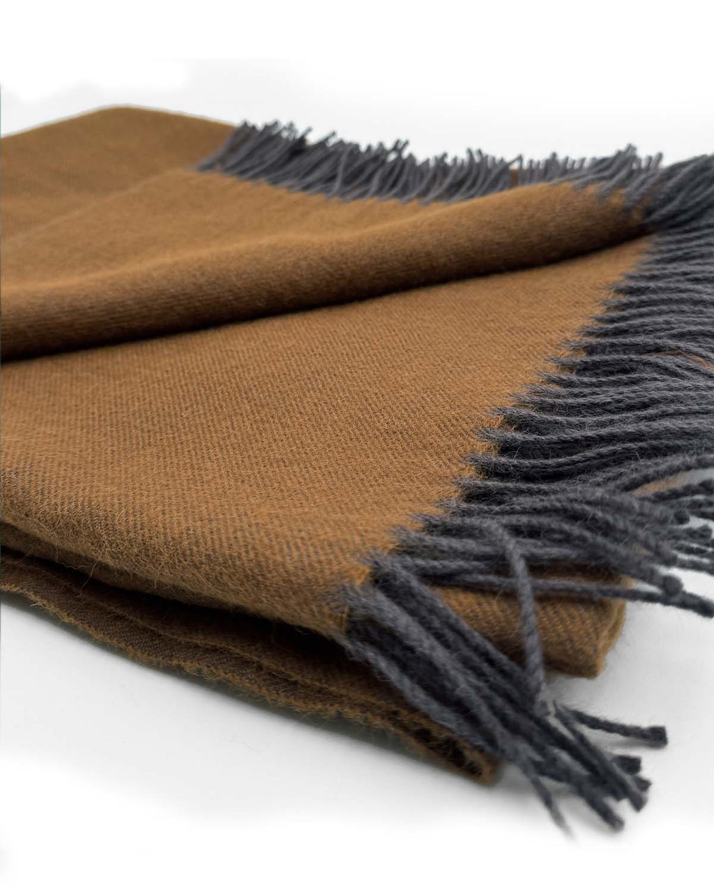 Golden 100% baby alpaca scarf in Tapenade with honey and caramel tones, Shupaca