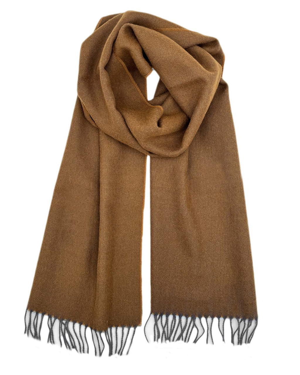 Golden 100% baby alpaca scarf in Tapenade with honey and caramel tones, Shupaca
