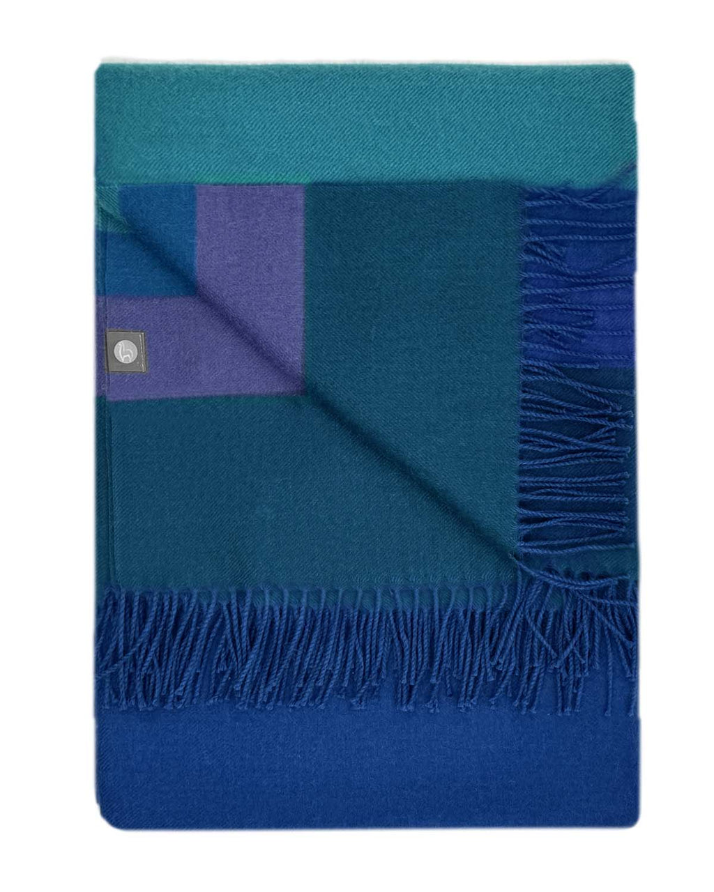 Teal 100% baby alpaca throw blanket in Adriatic with ocean blue, Shupaca