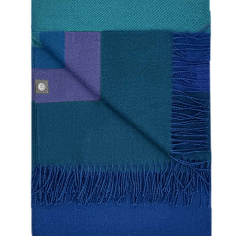 Teal 100% baby alpaca throw blanket in Adriatic with ocean blue, Shupaca