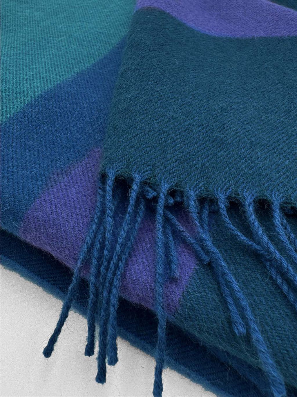 Teal 100% baby alpaca throw blanket in Adriatic with ocean blue, Shupaca