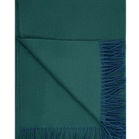 Emerald green 100% baby alpaca throw blanket in Jasper with teal tones, Shupaca