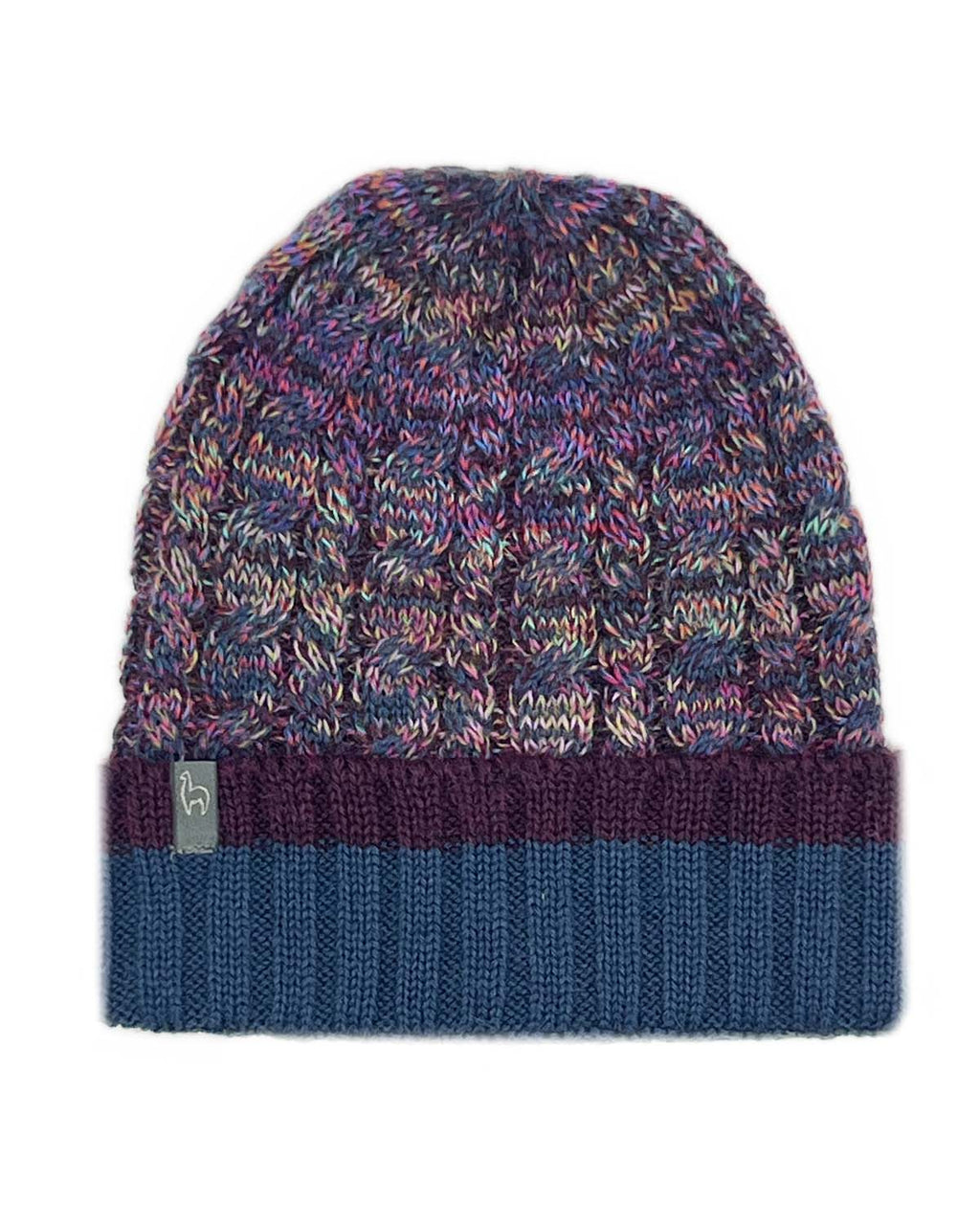 Deep Navy alpaca beanie in Galaxy with multicolor flecks, Shupaca