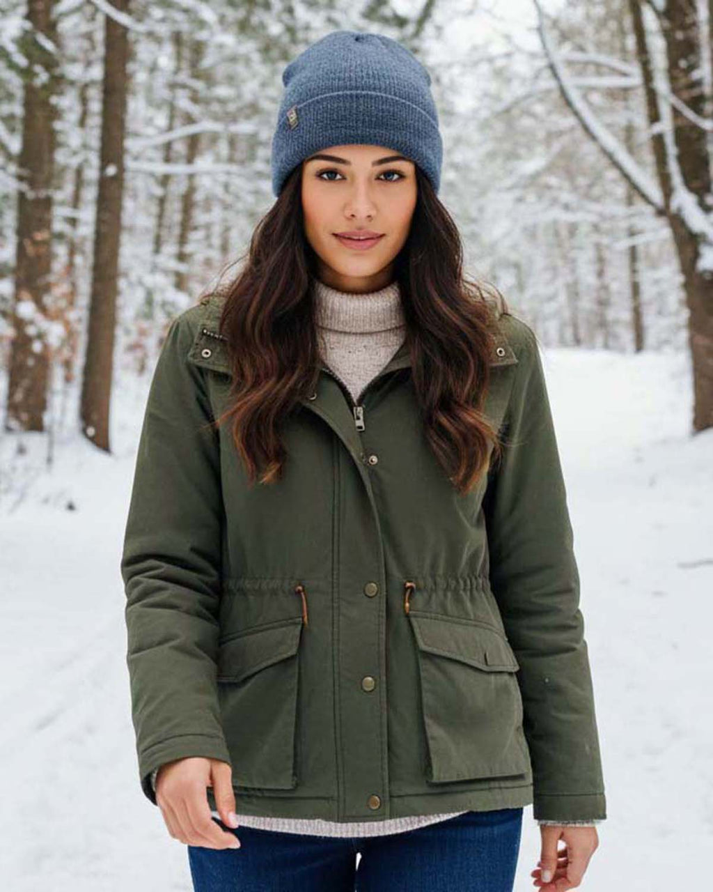 Deep Blue alpaca beanie hat with navy and slate tones, Shupaca
