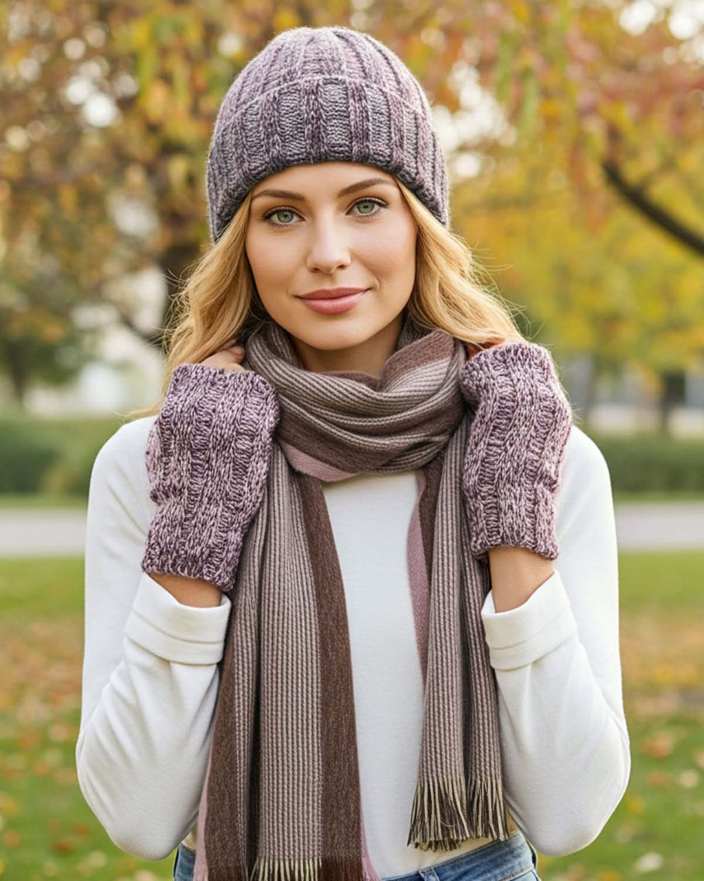 Black Cherry alpaca beanie with plum and creamy white marled, Shupaca