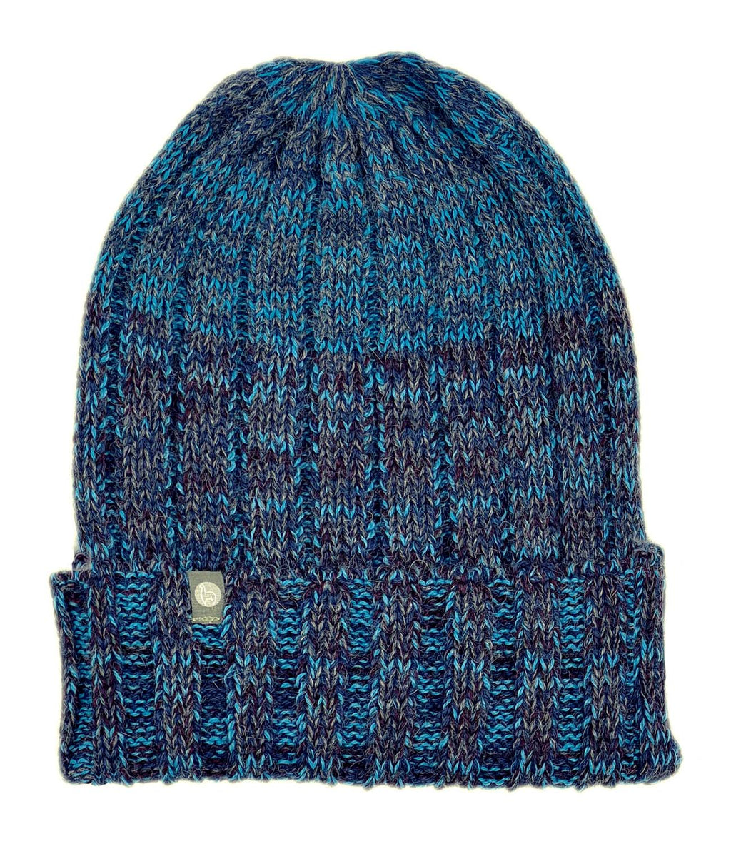Cobalt alpaca beanie in Bliss with charcoal navy, Shupaca