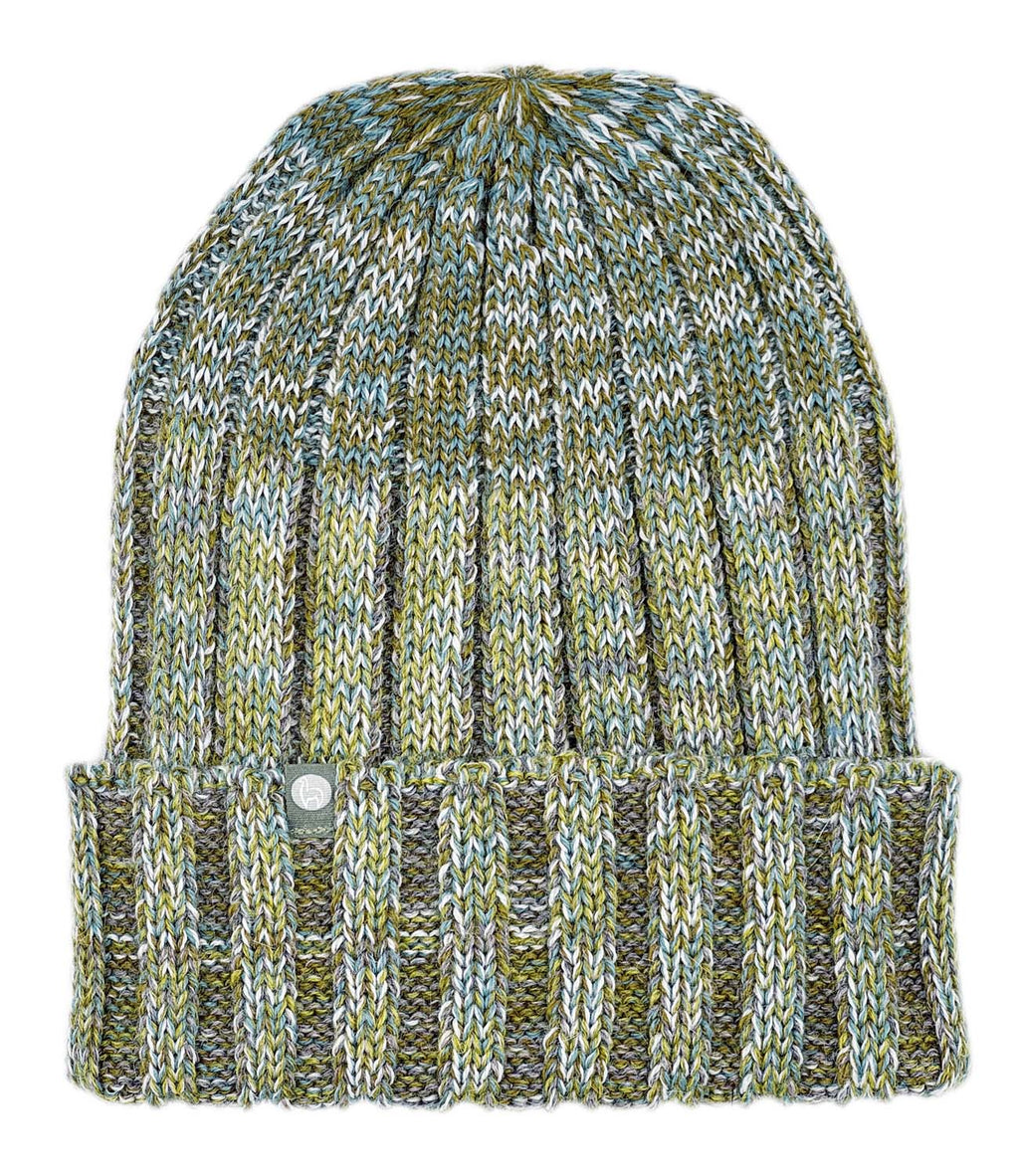 Sage alpaca beanie in Opal with olive green marled, Shupaca
