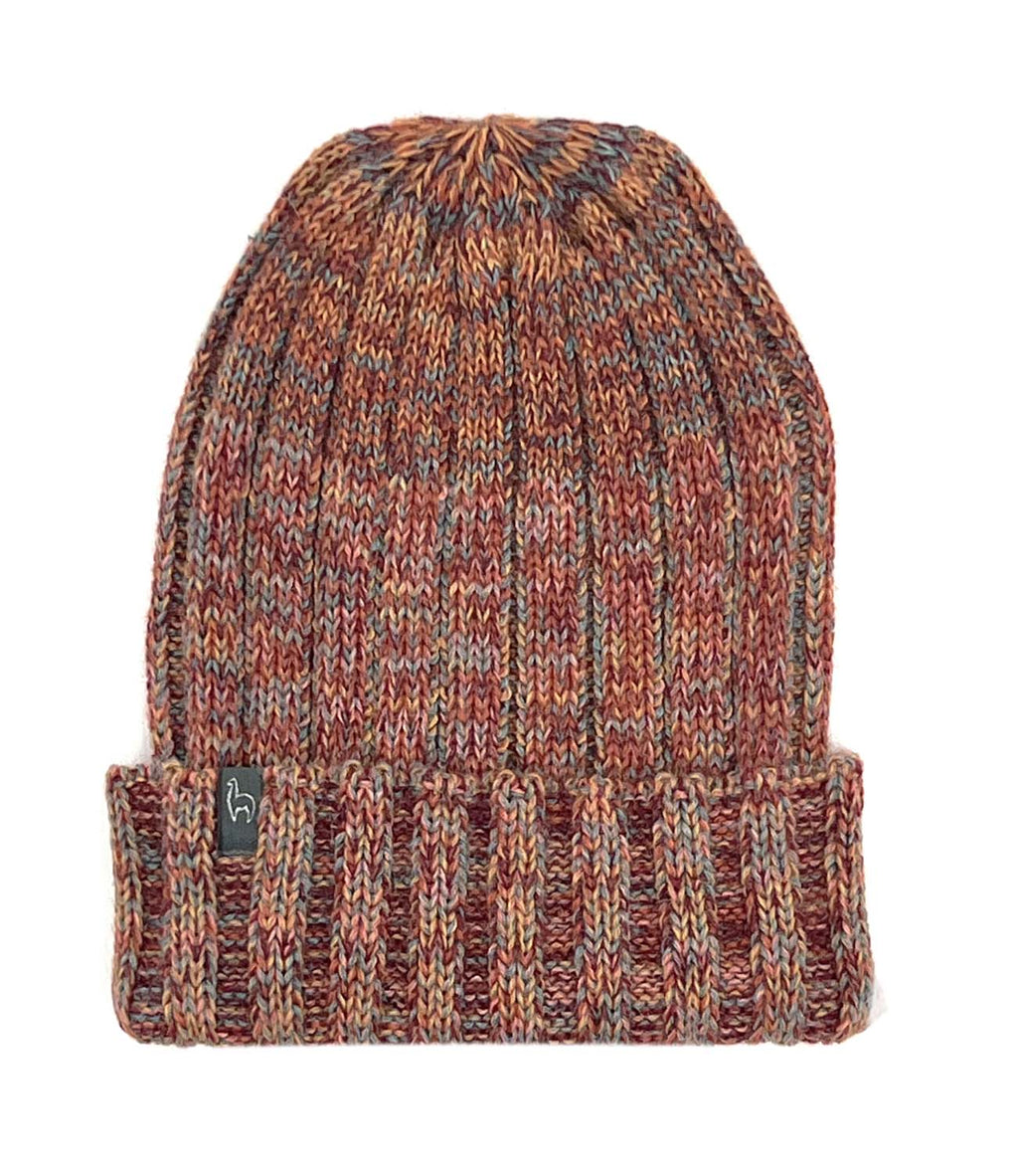 Golden alpaca beanie in Tumeric with amber and burnt orange, Shupaca